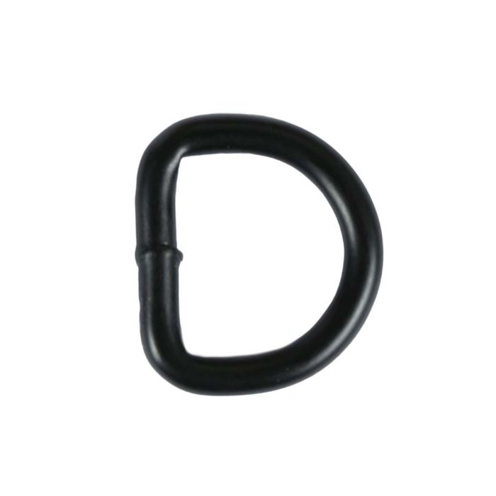 3/4 Inch Black Plated Metal D-Ring