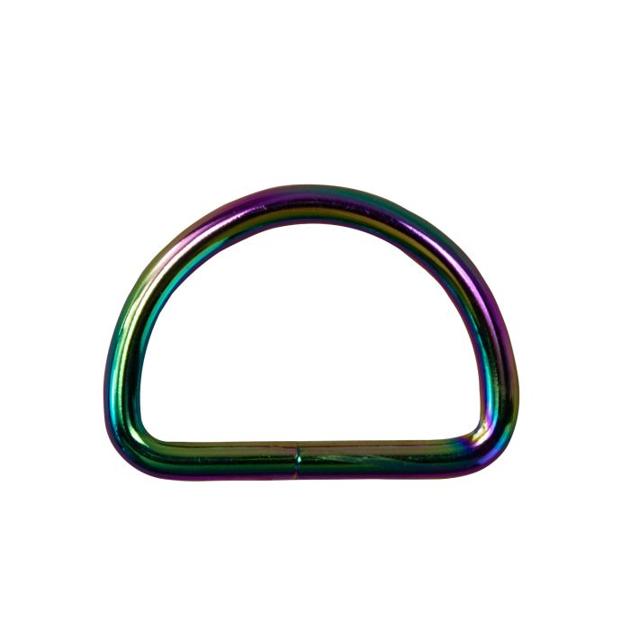 1 1/2 Inch Metal D-Ring Rainbow Plated