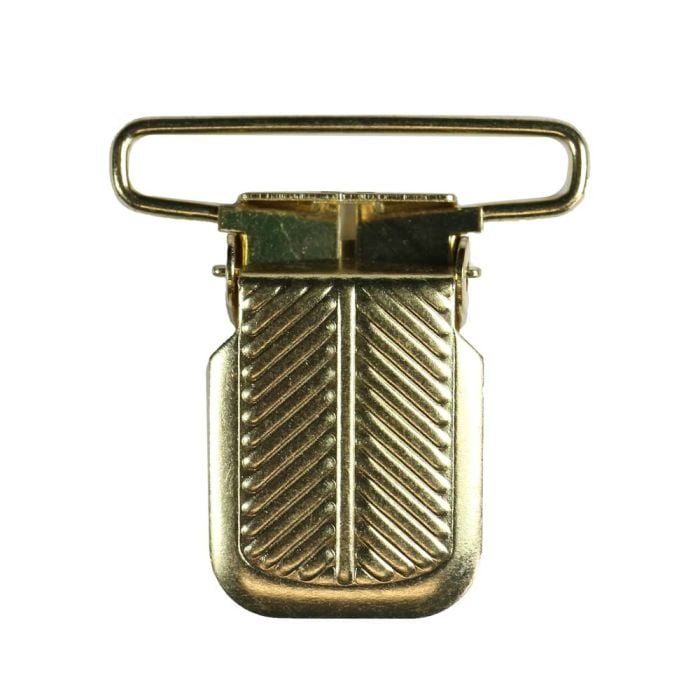 1 1/2 Inch Brass Plated Herring Bone Metal Suspender Clip