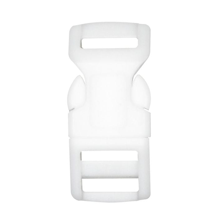 Top Down Image of 1/2 Inch Plastic Side Release Buckle Contoured Single Adjust White