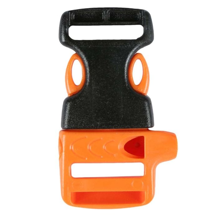 3/4 Inch Whistle Side Release Buckle No Adjust Black and Orange