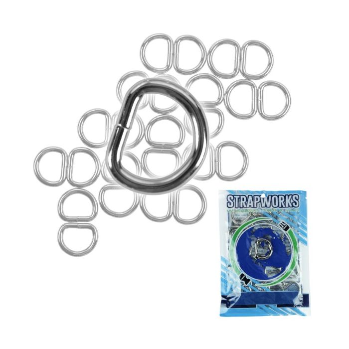 1 Inch Nickel Plated Metal Heavywire D-Rings, 25 Pack