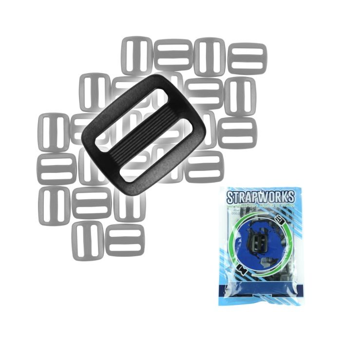 1 Inch Black Plastic Slides, 25 Pack