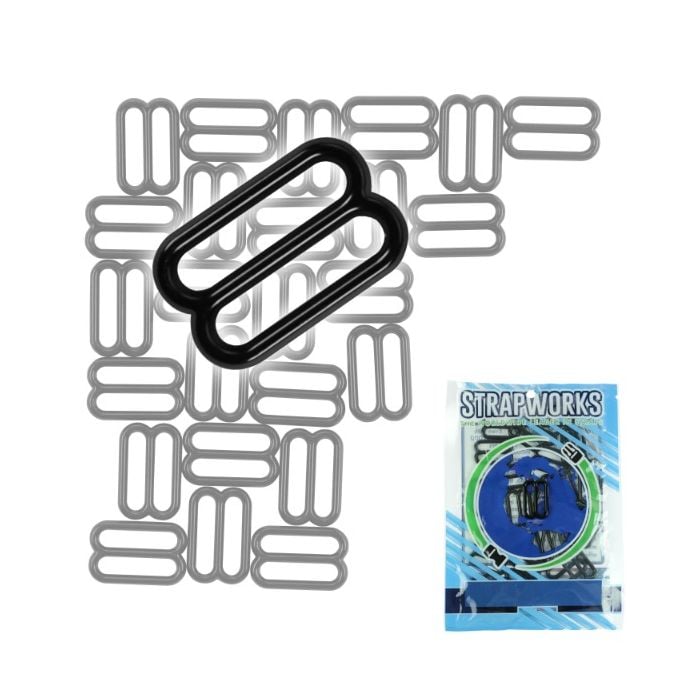 1 Inch Black Plated Rounded Metal Slides, 25 Pack