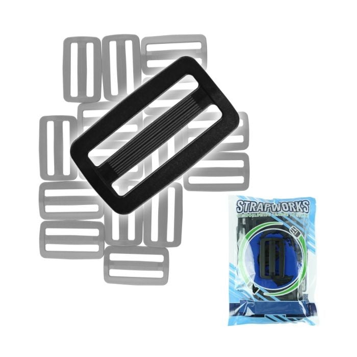 2 Inch Black Plastic Slides, 25 Pack
