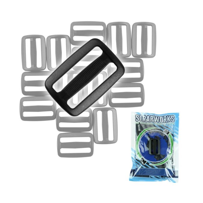 1 1/2 Inch Black Plastic Slides, 25 Pack