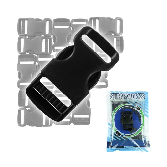1 Inch Black Single Adjust Side Release Buckle, 10 Pack
