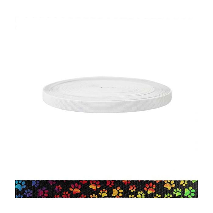 3/4 Inch Sublimated Elastic Rainbow Paws