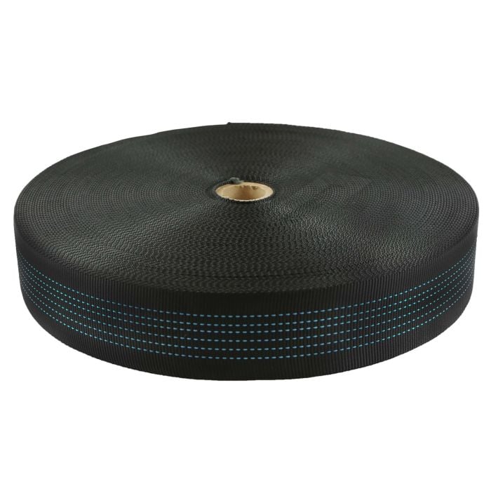 2 Inch Tubular Nylon Black with Blue Tracer
