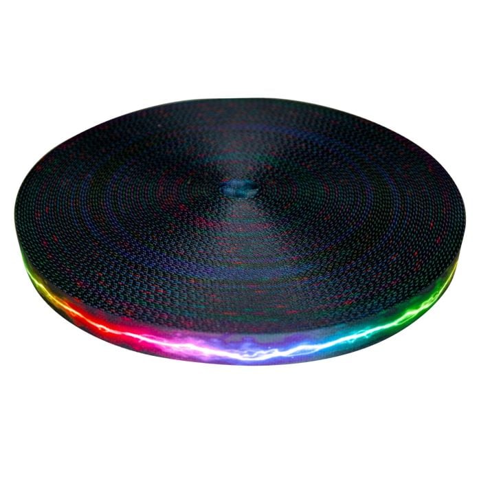 1 Inch Picture Quality Polyester Webbing Rainbow Lightning Splatter
