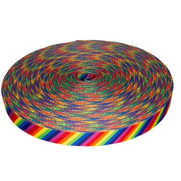1 Inch Picture Quality Polyester Webbing Rainbow Stripe