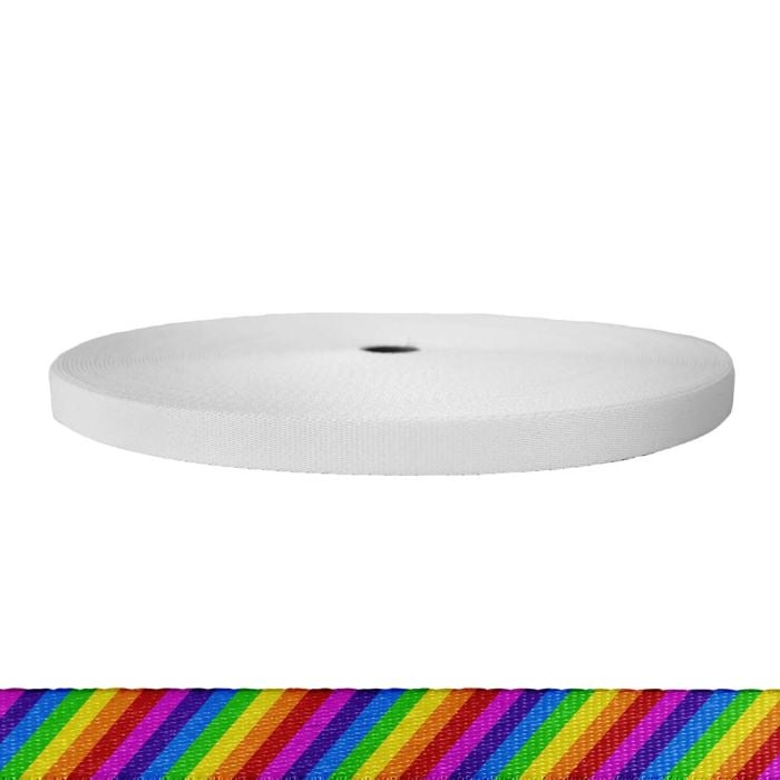 3/4 Inch Picture Quality Polyester Webbing Rainbow Stripe