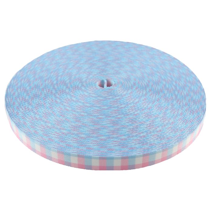 3/4 Inch Picture Quality Polyester Webbing Trans Pride Plaid