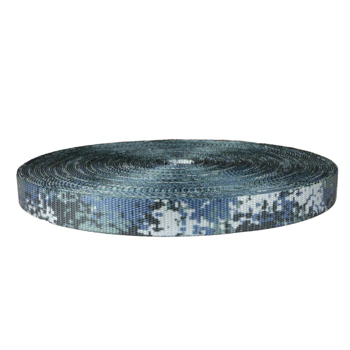 1 Inch Utility Polyester Webbing Camouflage Digital Blue