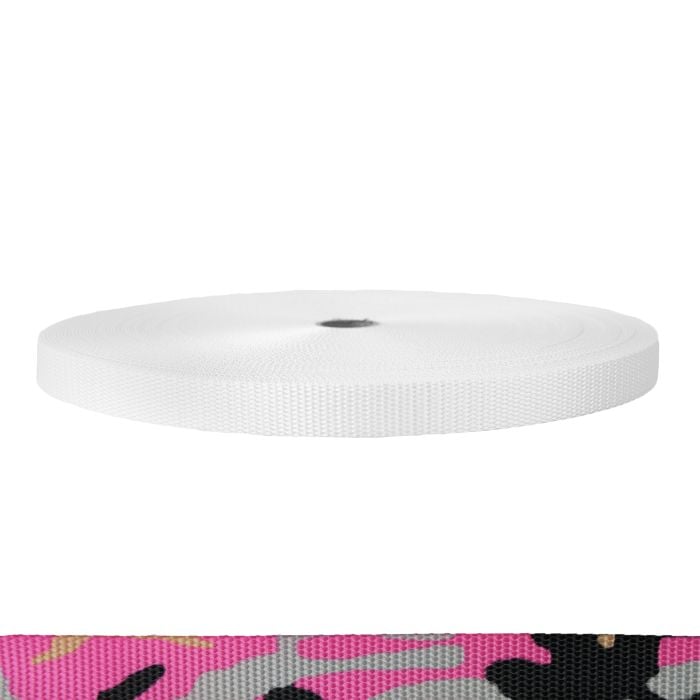 3/4 Inch Utility Polyester Webbing Camouflage Pink