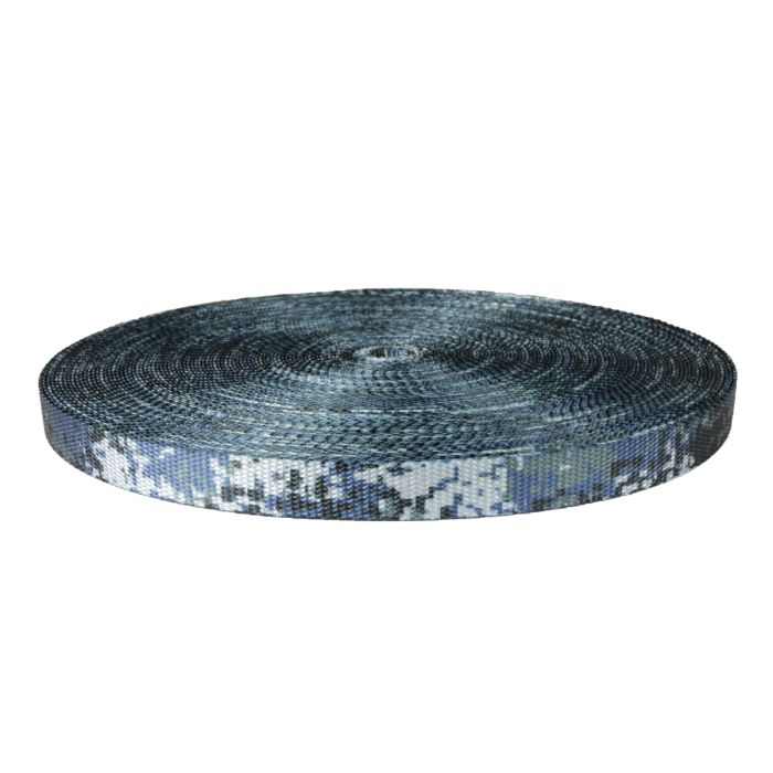 3/4 Inch Utility Polyester Webbing Camouflage Digital Blue