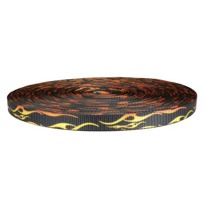 3/4 Inch Utility Polyester Webbing Hot Rod Flames