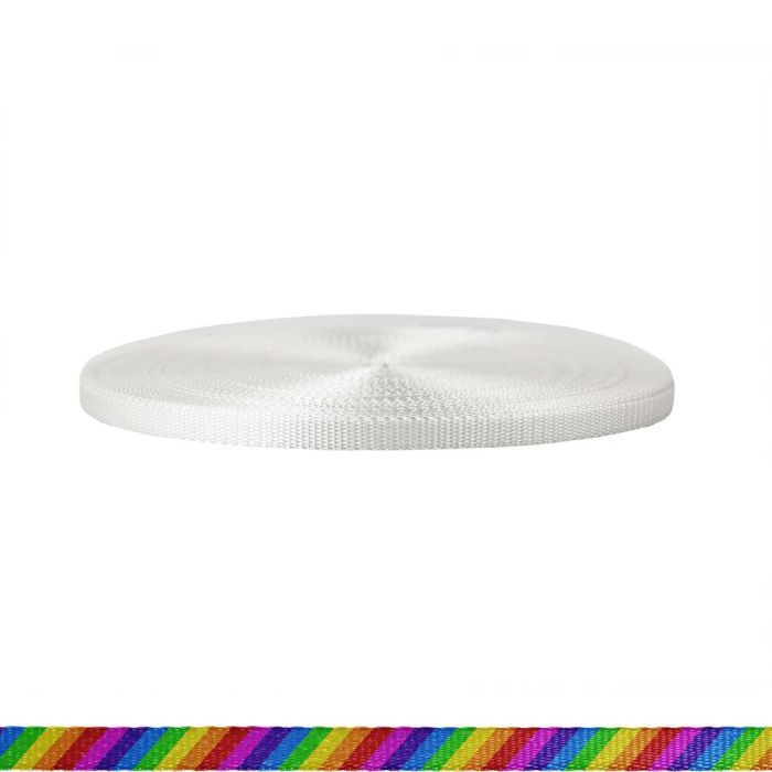 3/8 Inch Utility Polyester Webbing Rainbow Stripe
