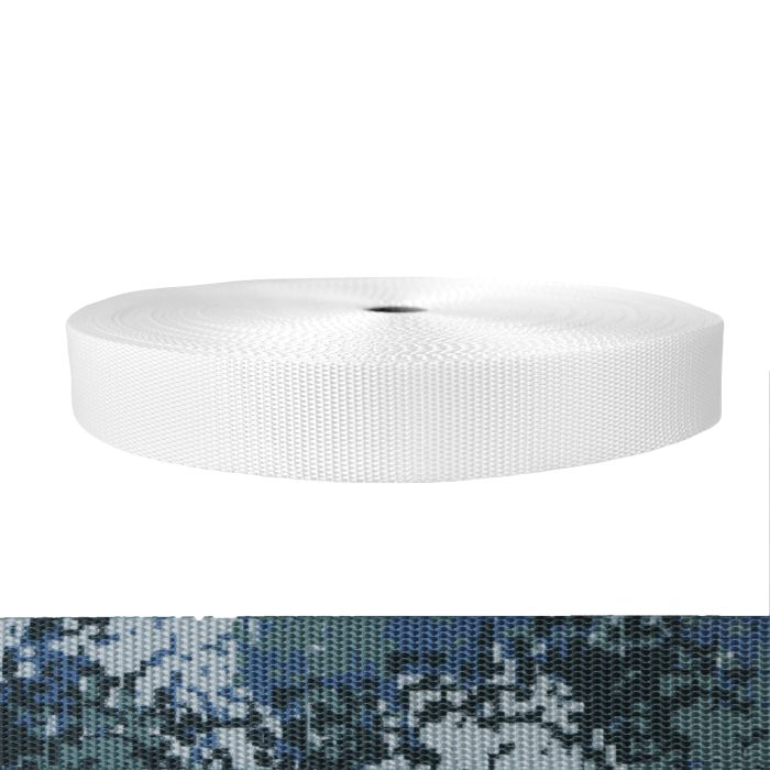 1-1/2 Inch Utility Polyester Webbing Camouflage Digital Blue