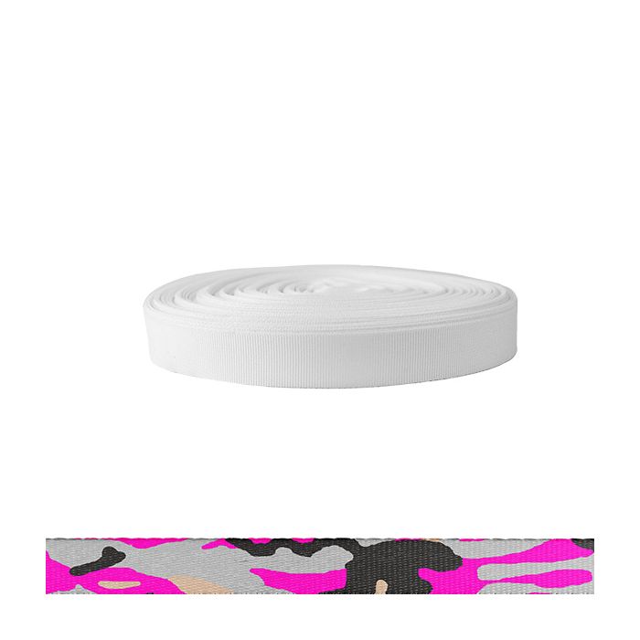 3/4 Inch Polyester Ribbon Camouflage Pink
