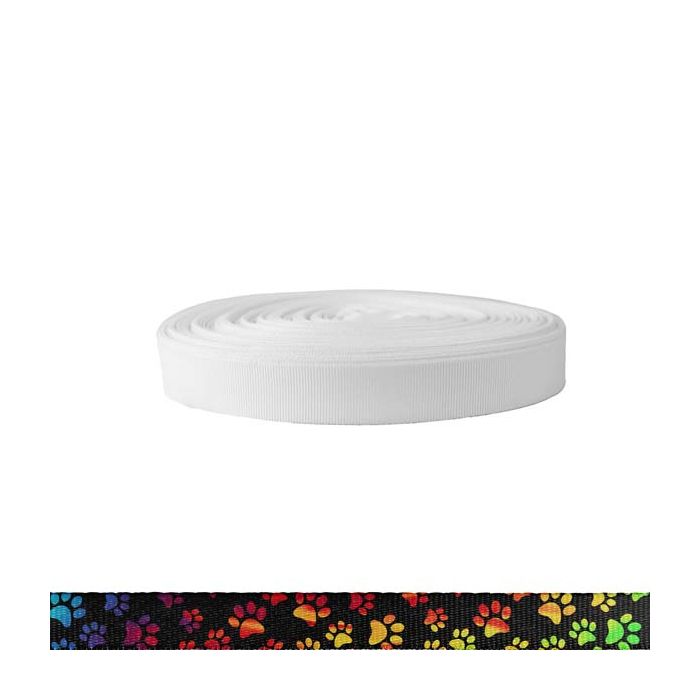 3/4 Inch Polyester Ribbon Rainbow Paws