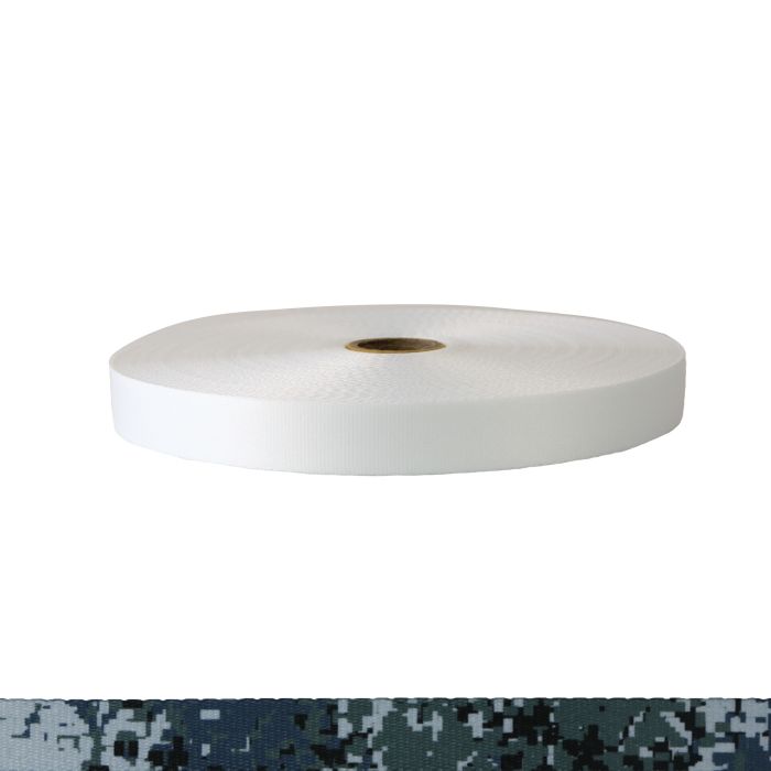 3/4 Inch Polyester Satin Camouflage Digital Blue