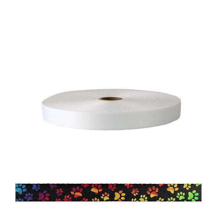 3/4 Inch Polyester Satin Rainbow Paws