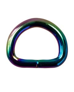 3/4 Inch Metal D-Ring Rainbow Plated