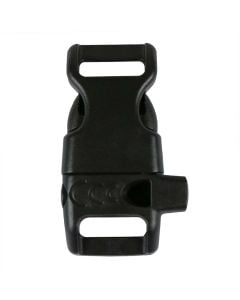 1/2 Inch Plastic Whistle Side Release Buckle No Adjust Contoured Black
