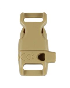 1/2 Inch Plastic Whistle Side Release Buckle No Adjust Contoured Desert Tan