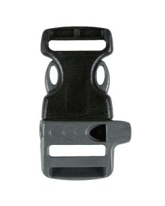 3/4 Inch Plastic Whistle Side Release Buckle Single Adjust Black and Gray