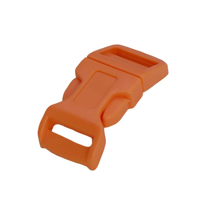 5/8 Inch Plastic Side Release Buckle Single Adjust Contoured Orange
