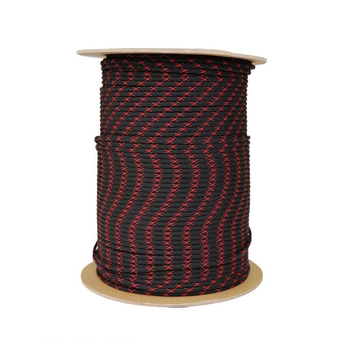 1/8 Inch Parachute Cord - Black with Imperial Red