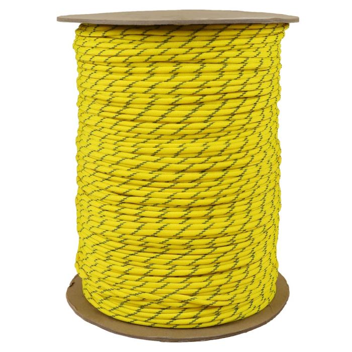 1/8 Inch Parachute Cord - Hot Yellow with Reflective Tracer