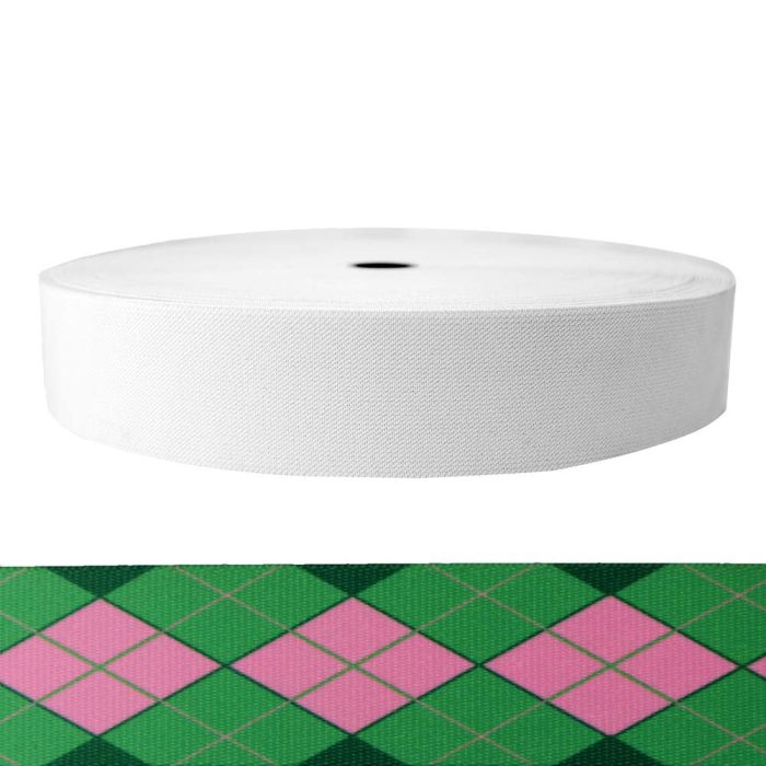 2 Inch Sublimated Elastic Argyle: Pink and Green