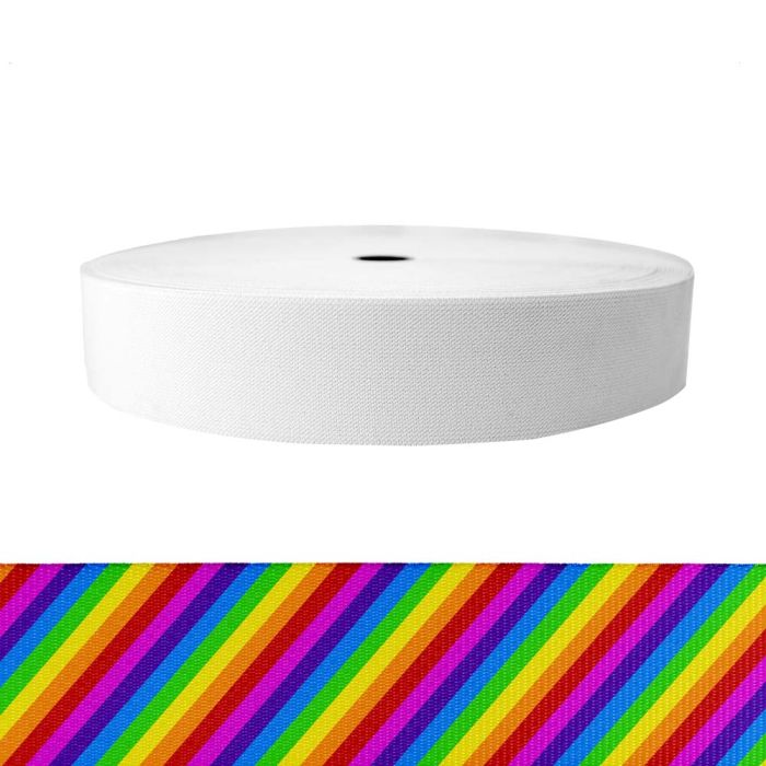 2 Inch Sublimated Elastic Rainbow Stripe