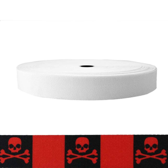 1-1/2 Inch Sublimated Elastic Jolly Roger Red