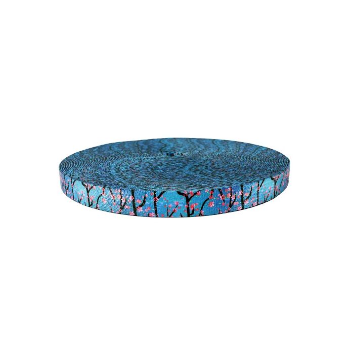 1 Inch Picture Quality Polyester Webbing Cherry Blossoms