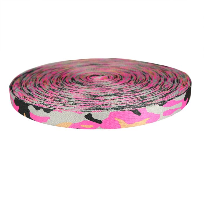 1 Inch Picture Quality Polyester Webbing Camouflage Pink