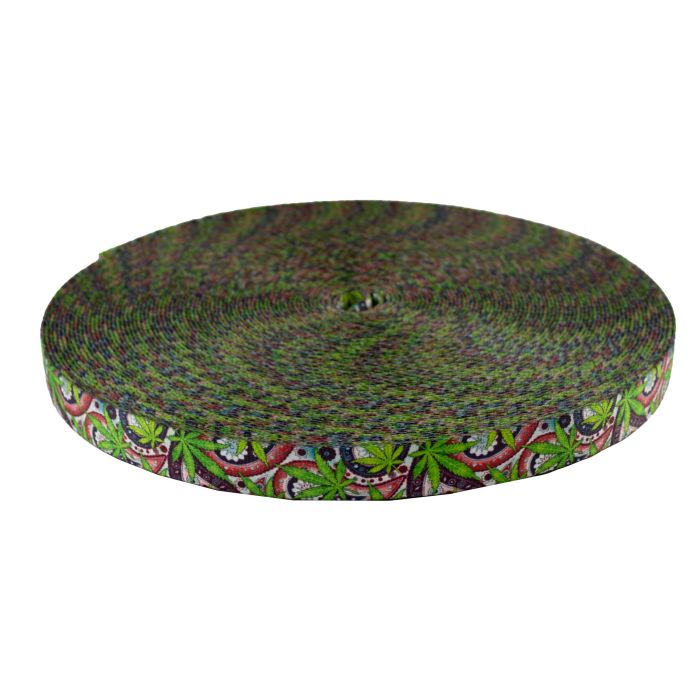 1 Inch Picture Quality Polyester Webbing Nu Canna Vintage Paisley