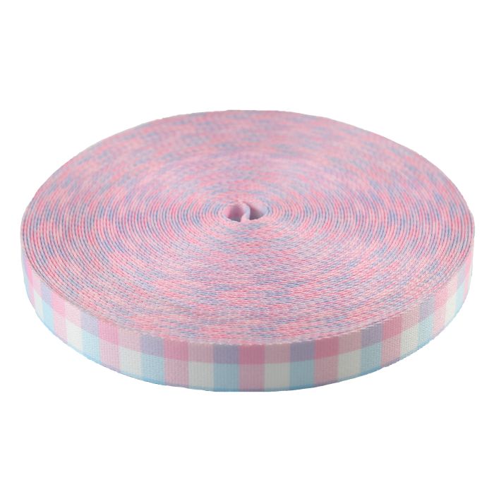 1 Inch Picture Quality Polyester Webbing Trans Pride Plaid