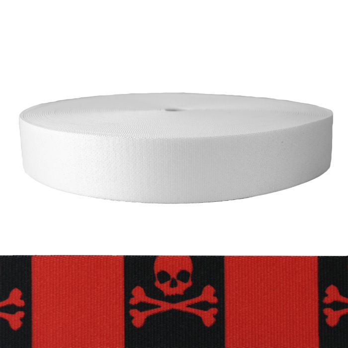 2 Inch Picture Quality Polyester Webbing Jolly Roger Red