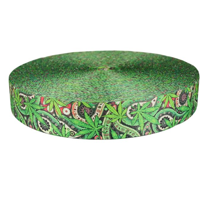 2 Inch Picture Quality Polyester Webbing Nu Canna Green Paisley
