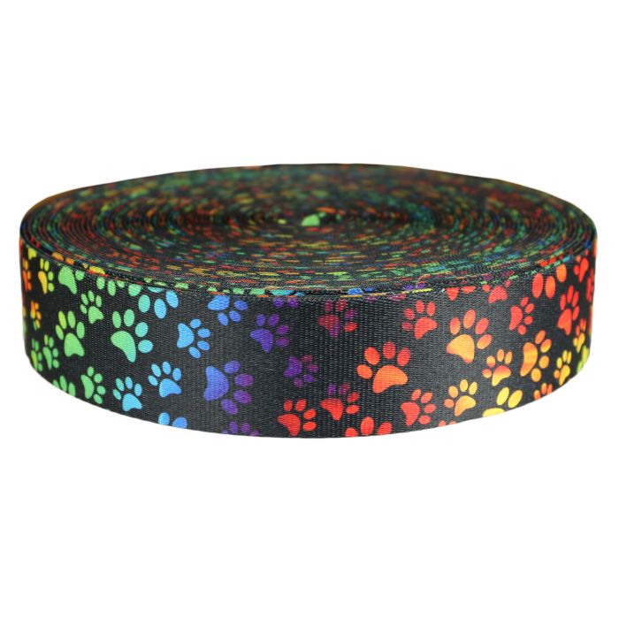 2 Inch Picture Quality Polyester Webbing Rainbow Paws