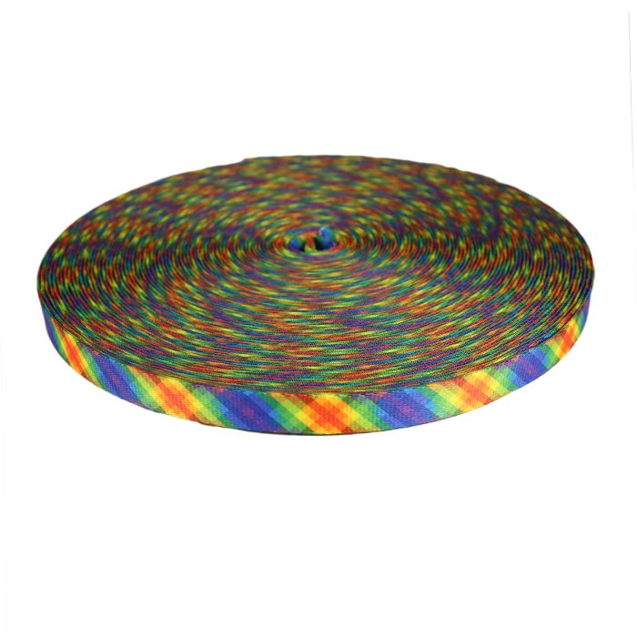 3/4 Inch Picture Quality Polyester Webbing Calico Rainbow