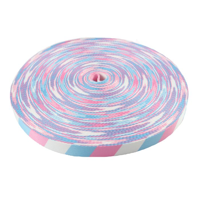 3/4 Inch Picture Quality Polyester Webbing Trans Pride Stripes