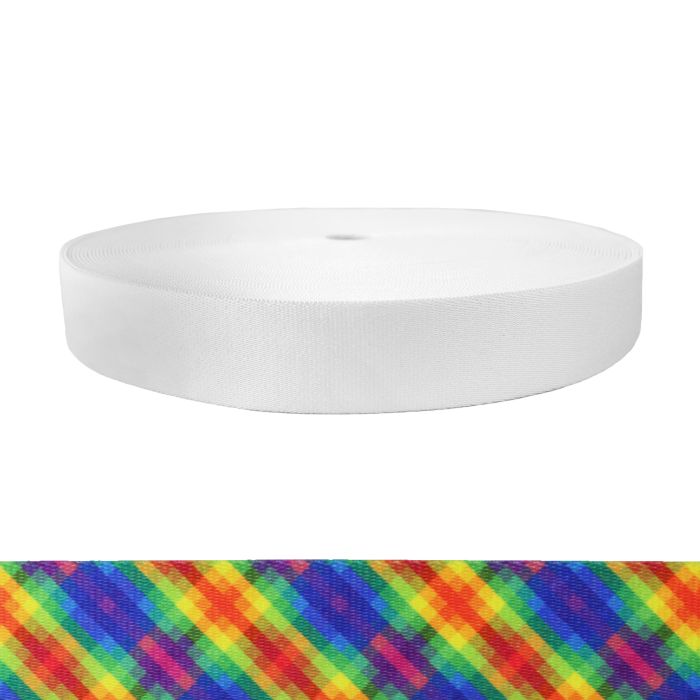 1-1/2 Inch Picture Quality Polyester Webbing Calico Rainbow