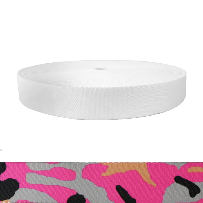 1-1/2 Inch Picture Quality Polyester Webbing Camouflage Pink