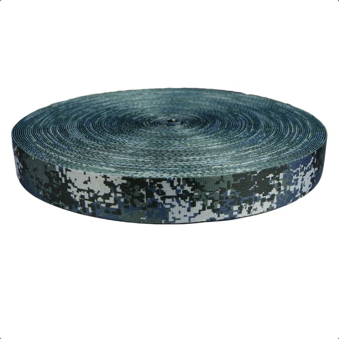 1-1/2 Inch Picture Quality Polyester Webbing Camouflage Digital Blue