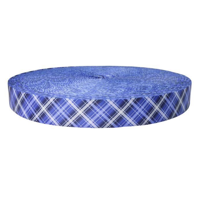 1-1/2 Inch Picture Quality Polyester Webbing Blue Plaid